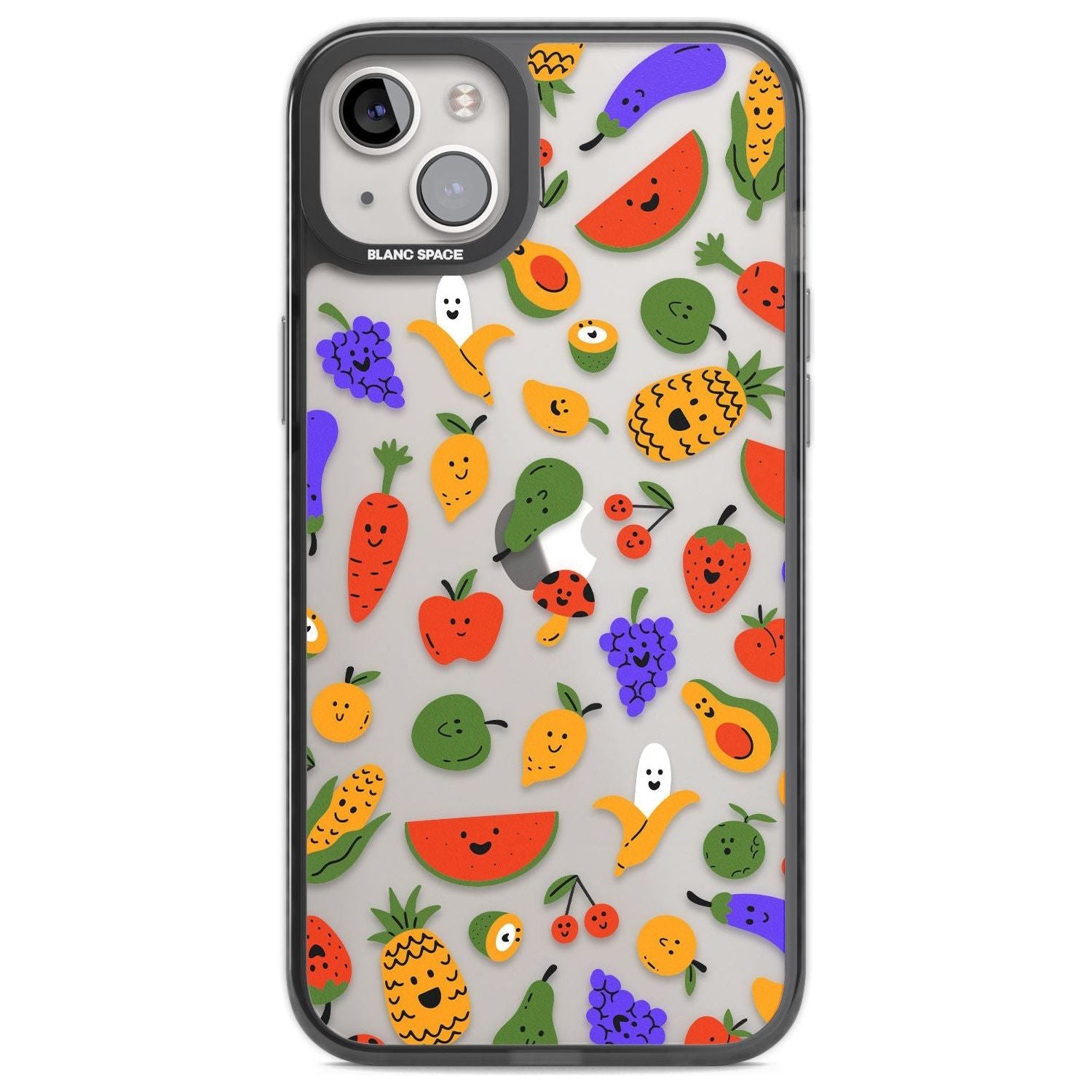 Mixed Kawaii Food Icons - Clear Phone Case iPhone 14 Plus / Black Impact Case Blanc Space