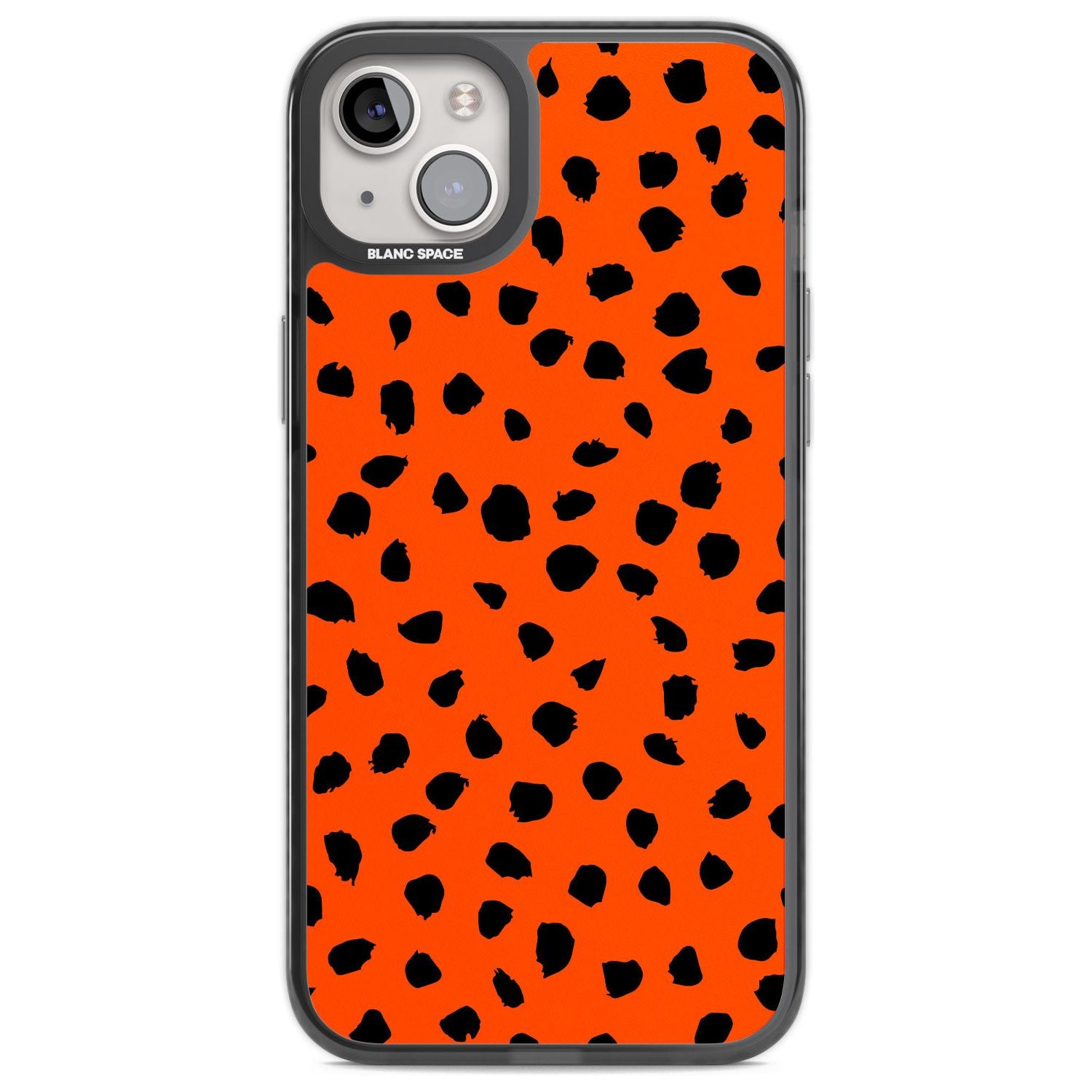 Black & Bright Red Dalmatian Polka Dot Spots Phone Case iPhone 14 Plus / Black Impact Case Blanc Space