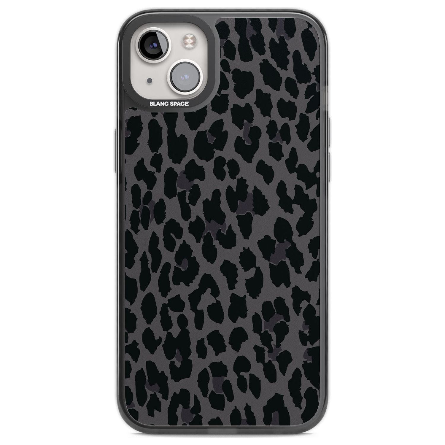 Dark Animal Print Pattern Large Leopard Phone Case iPhone 14 Plus / Black Impact Case Blanc Space