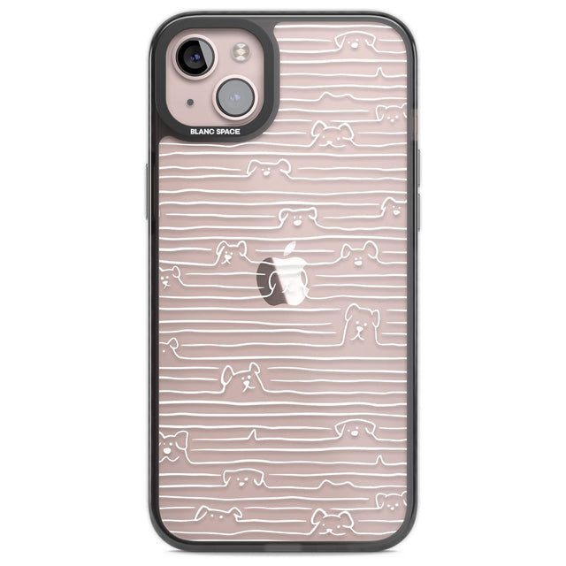 Dog Line Art - White Phone Case iPhone 14 Plus / Black Impact Case Blanc Space
