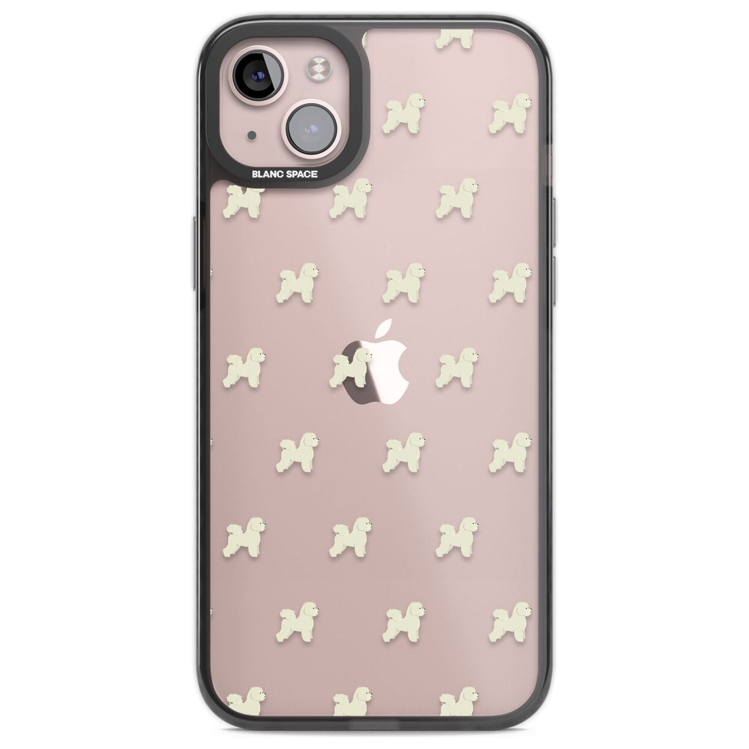 Bichon Frise Dog Pattern Clear Phone Case iPhone 14 Plus / Black Impact Case Blanc Space