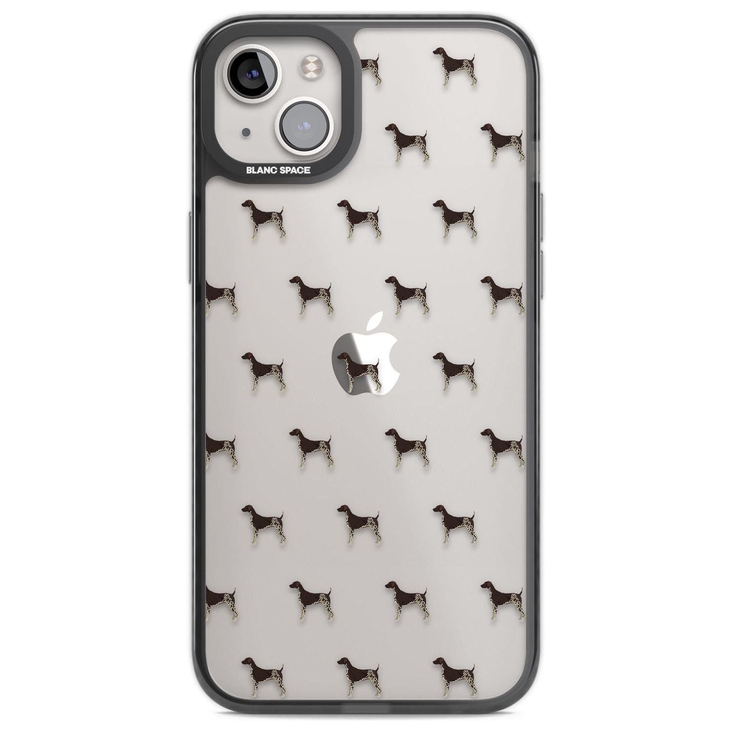 German Shorthaired Pointer Dog Pattern Clear Phone Case iPhone 14 Plus / Black Impact Case Blanc Space