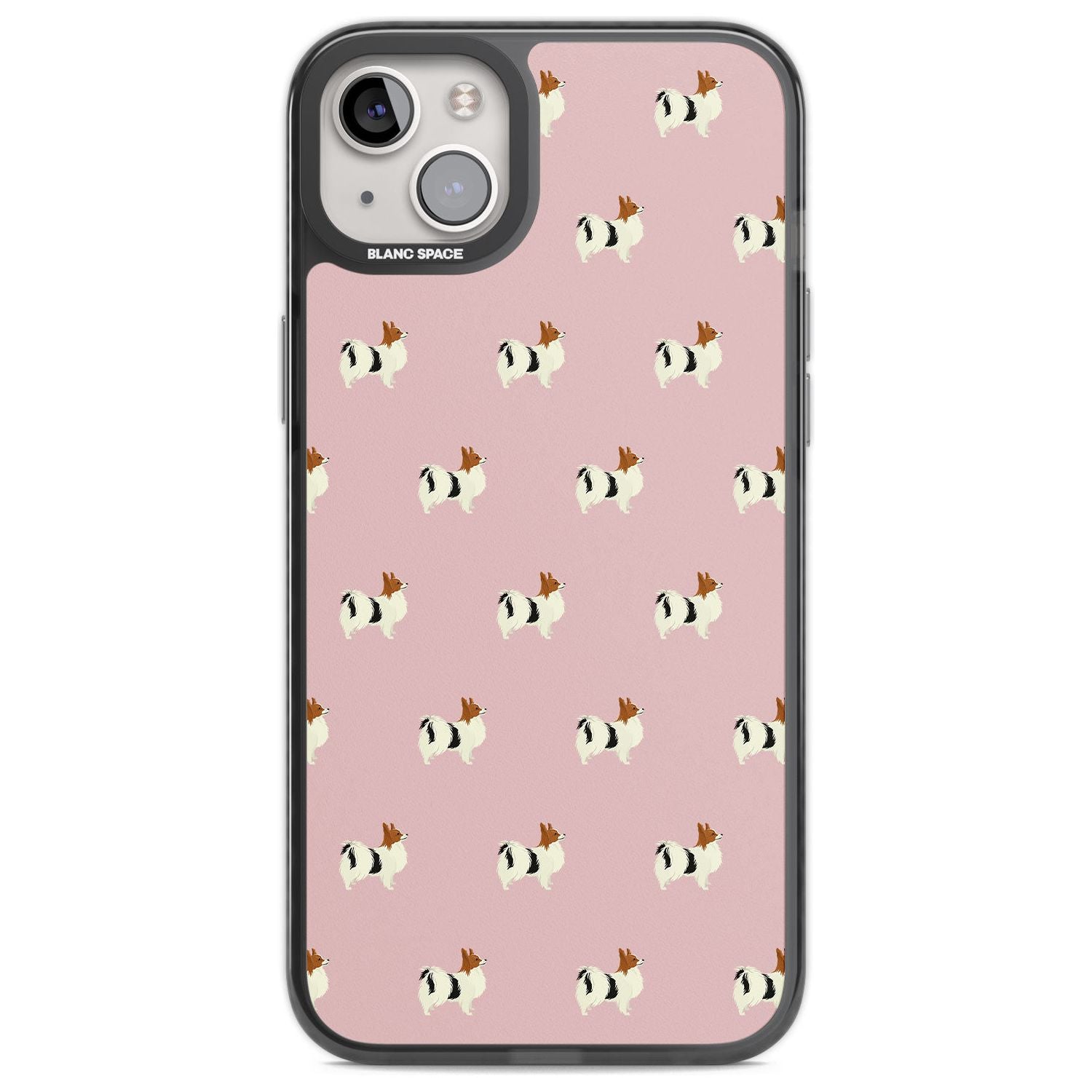 Papillon Dog Pattern Phone Case iPhone 14 Plus / Black Impact Case Blanc Space