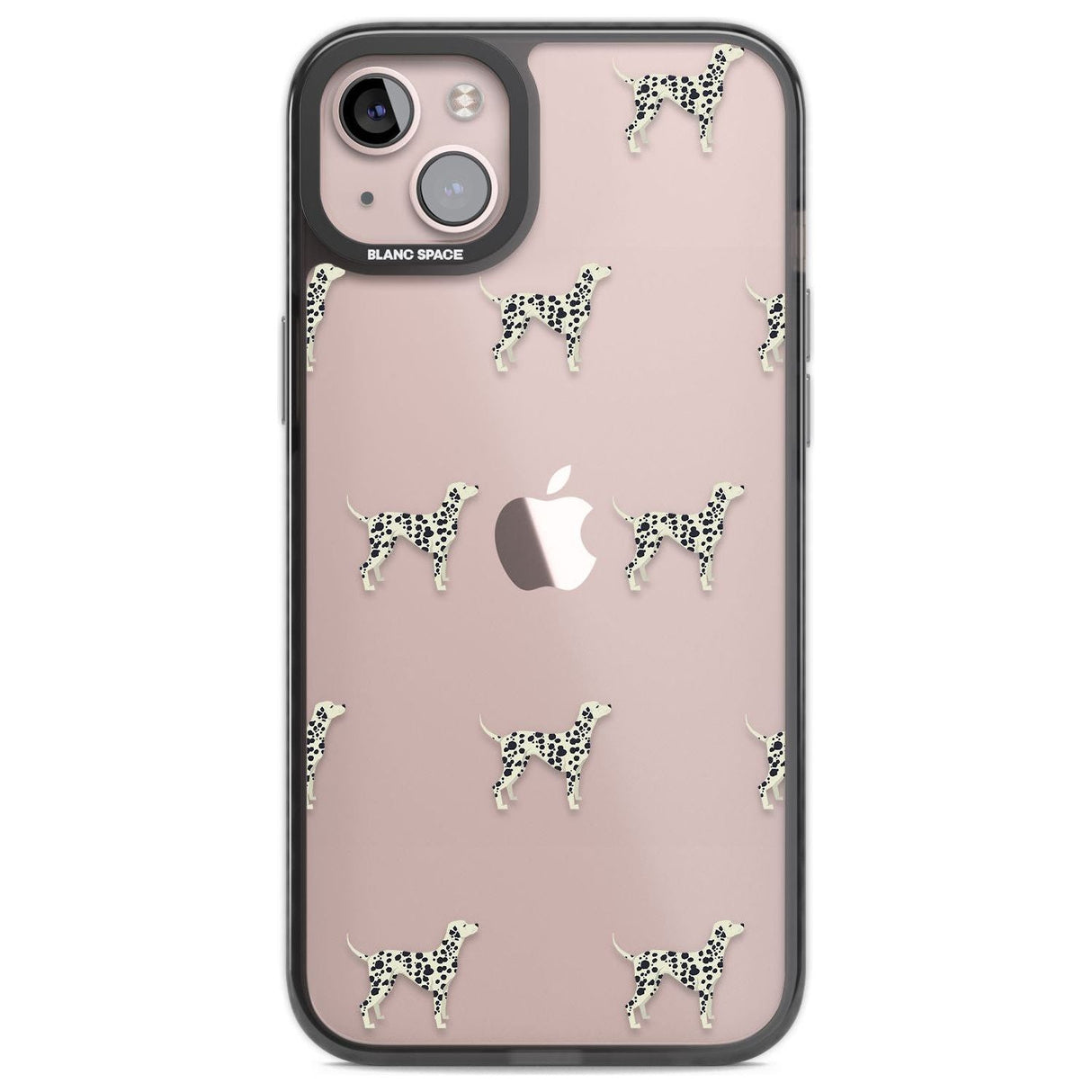 Dalmation Dog Pattern Clear Phone Case iPhone 14 Plus / Black Impact Case Blanc Space