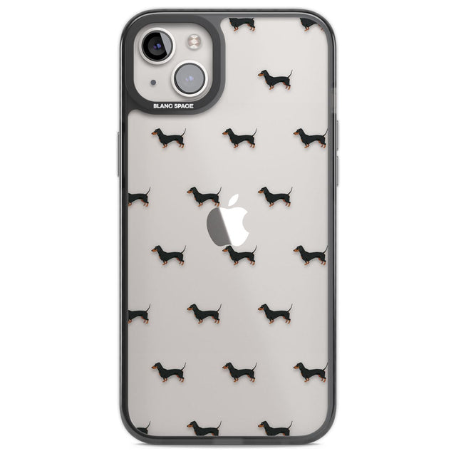 Dachshund Dog Pattern Clear Phone Case iPhone 14 Plus / Black Impact Case Blanc Space