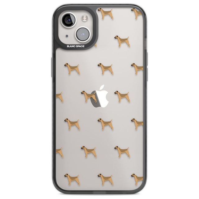 Border Terrier Dog Pattern Clear Phone Case iPhone 14 Plus / Black Impact Case Blanc Space