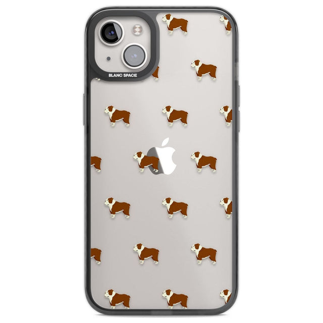 English Bulldog Dog Pattern Clear Phone Case iPhone 14 Plus / Black Impact Case Blanc Space