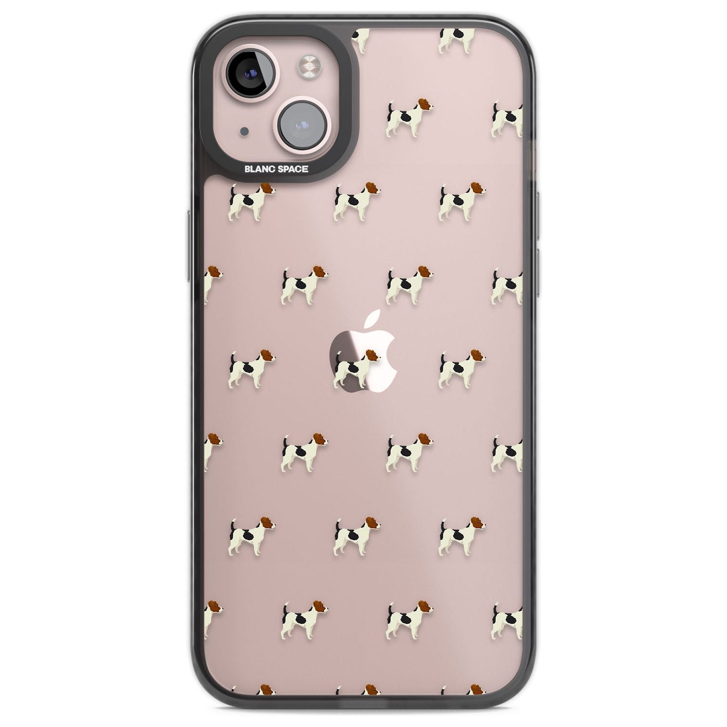 Jack Russell Terrier Dog Pattern Clear Phone Case iPhone 14 Plus / Black Impact Case Blanc Space