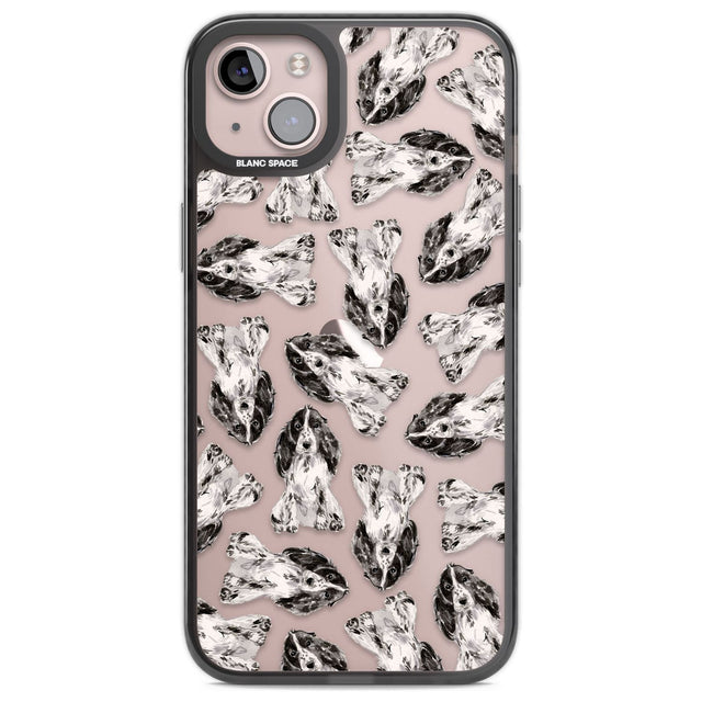 Cocker Spaniel (Black) Watercolour Dog Pattern Phone Case iPhone 14 Plus / Black Impact Case Blanc Space