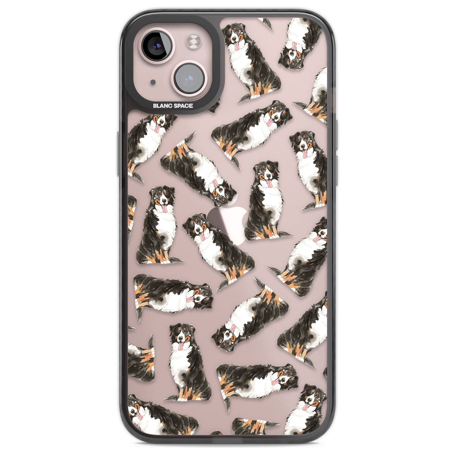 Bernese Mountain Dog Watercolour Dog Pattern Phone Case iPhone 14 Plus / Black Impact Case Blanc Space