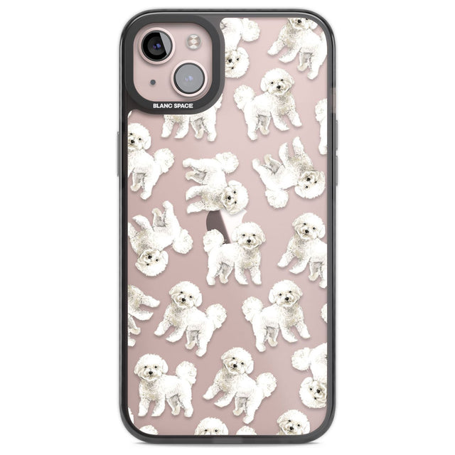 Bichon Frise Watercolour Dog Pattern Phone Case iPhone 14 Plus / Black Impact Case Blanc Space