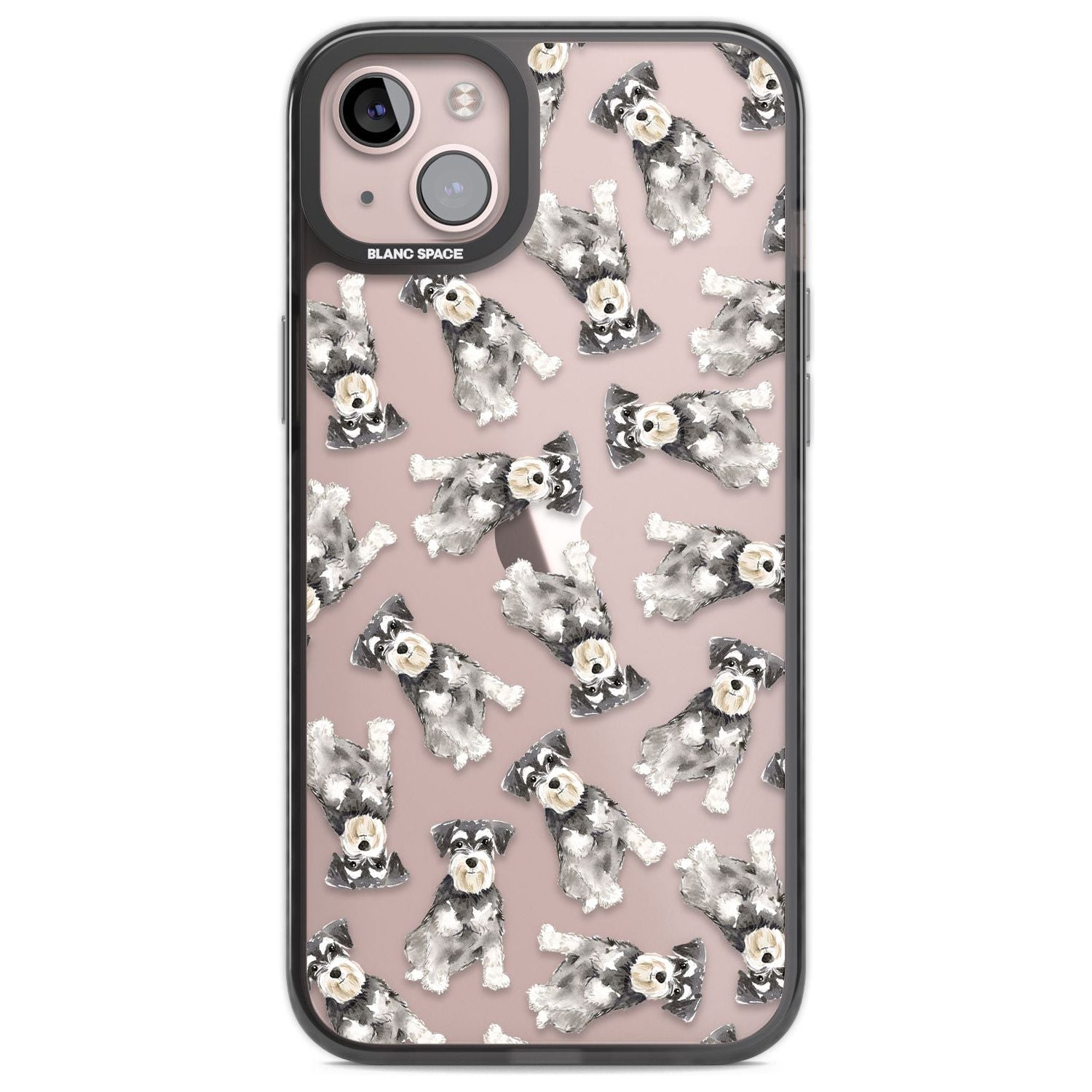 Miniature Schnauzer Watercolour Dog Pattern Phone Case iPhone 14 Plus / Black Impact Case Blanc Space