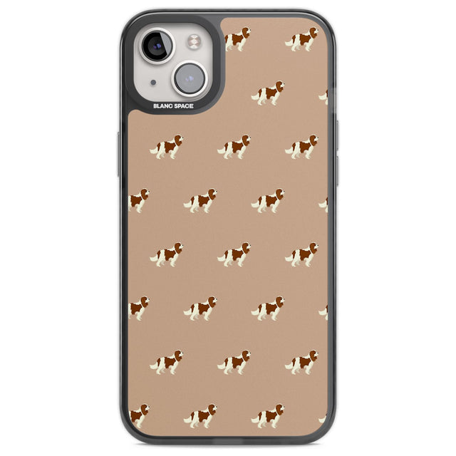 Cavalier King Charles Spaniel Pattern Phone Case iPhone 14 Plus / Black Impact Case Blanc Space