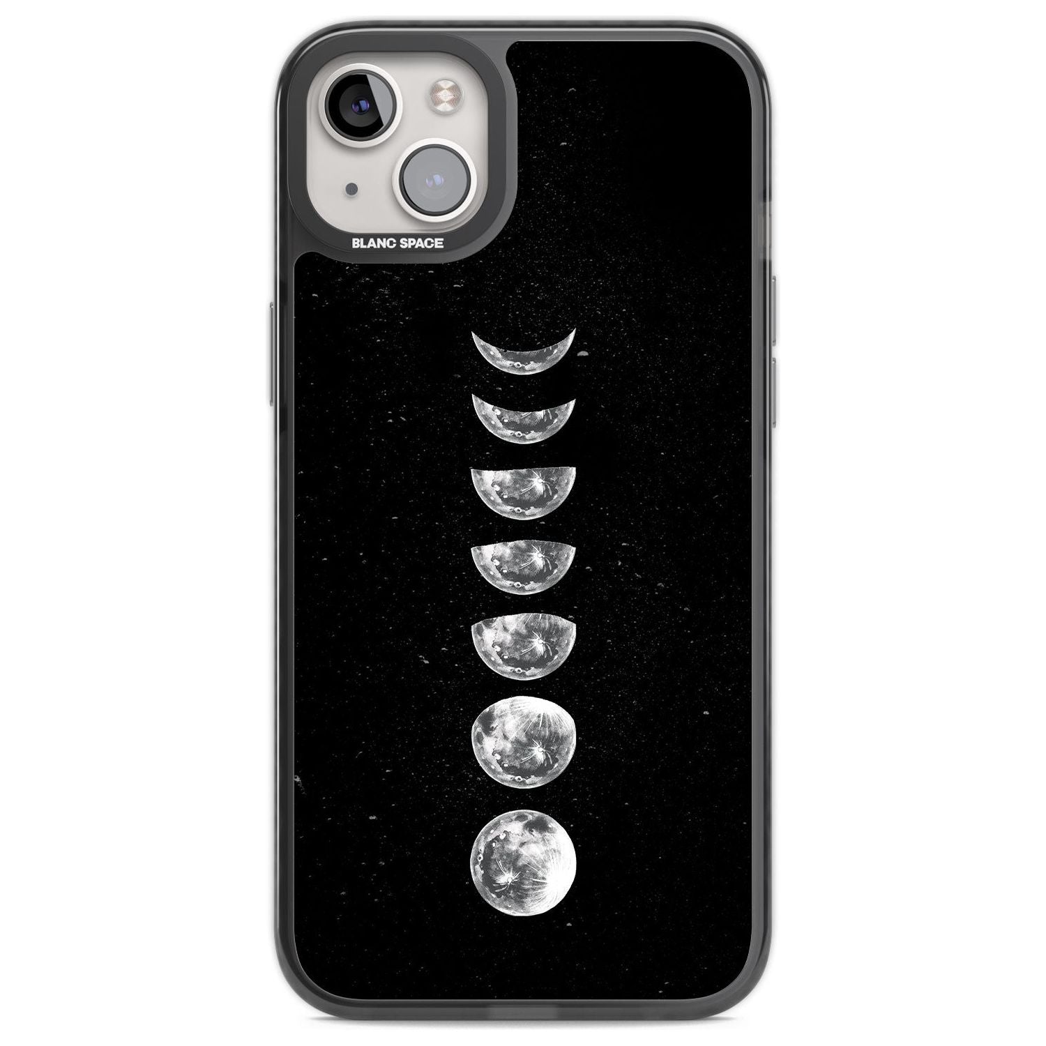 Light Watercolour Moons Phone Case iPhone 14 Plus / Black Impact Case Blanc Space