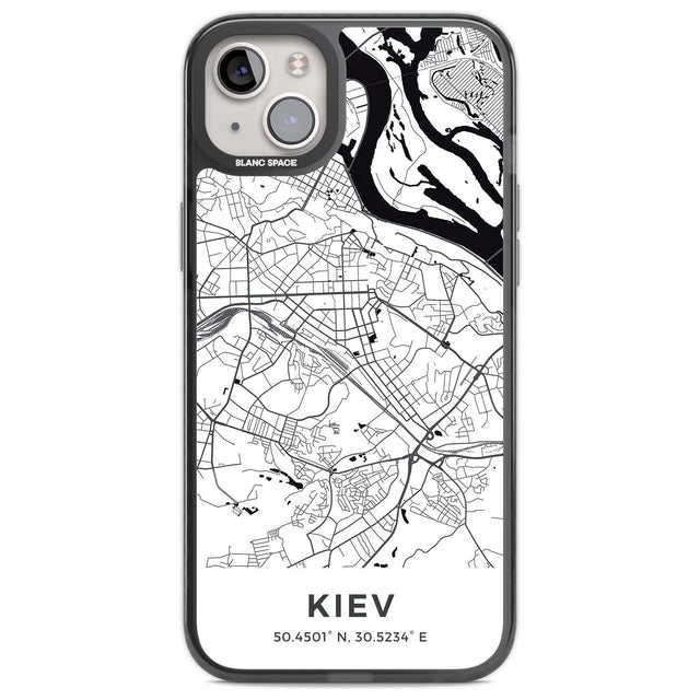 Map of Kiev, Ukraine Phone Case iPhone 14 Plus / Black Impact Case Blanc Space