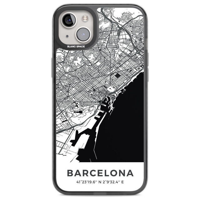 Map of Barcelona, Spain Phone Case iPhone 14 Plus / Black Impact Case Blanc Space