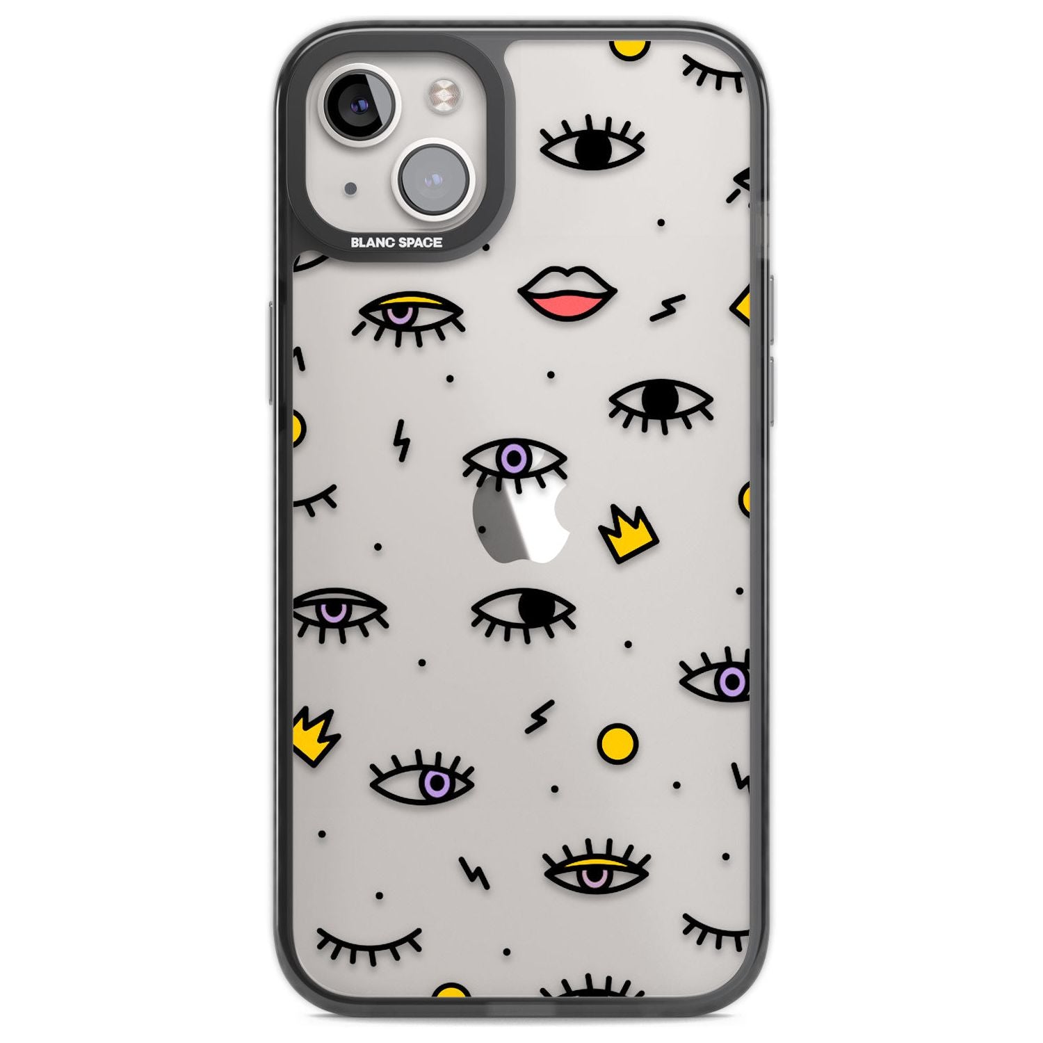 Eyes & Lips Icons Phone Case iPhone 14 Plus / Black Impact Case Blanc Space