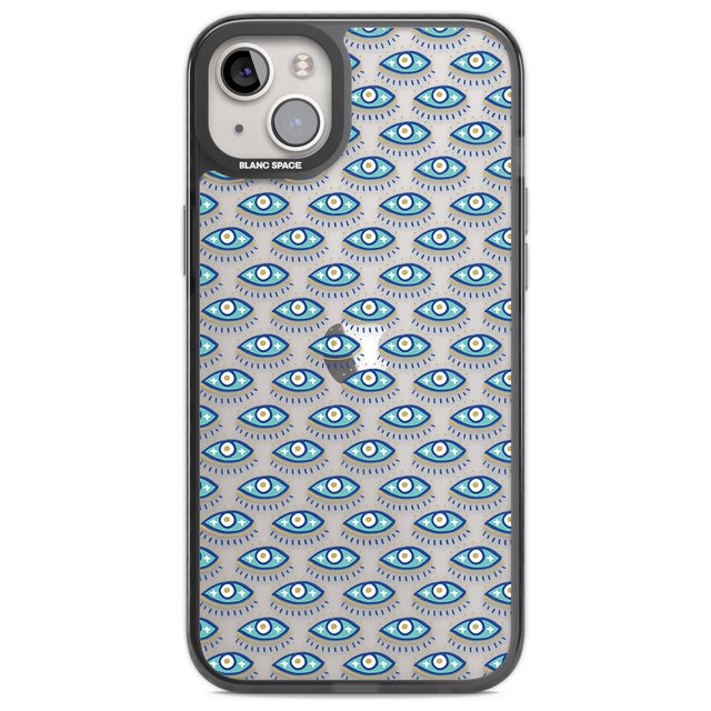 Eyes & Crosses (Clear) Psychedelic Eyes Pattern Phone Case iPhone 14 Plus / Black Impact Case Blanc Space
