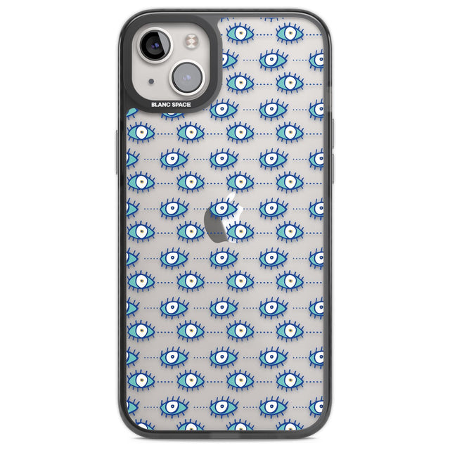 Crazy Eyes (Clear) Psychedelic Eyes Pattern Phone Case iPhone 14 Plus / Black Impact Case Blanc Space