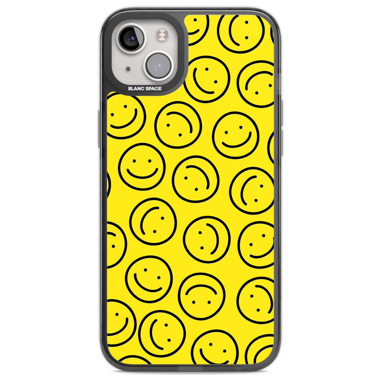 Happy Face Pattern Phone Case iPhone 14 Plus / Black Impact Case Blanc Space