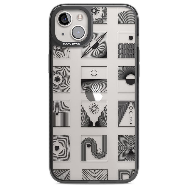 Abstract Lines: Mixed Pattern #2 Phone Case iPhone 14 Plus / Black Impact Case Blanc Space