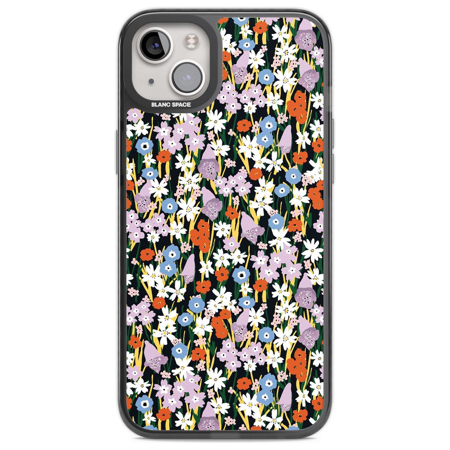 Energetic Floral Mix: Solid Phone Case iPhone 14 Plus / Black Impact Case Blanc Space