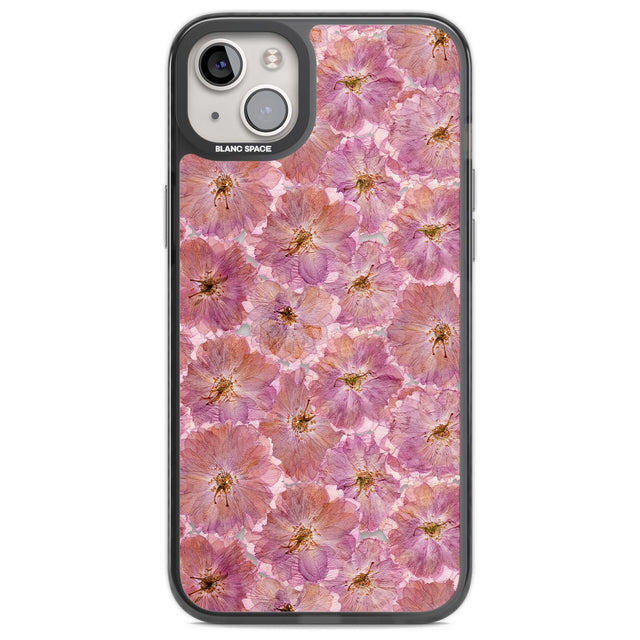 Large Pink Flowers Transparent Design Phone Case iPhone 14 Plus / Black Impact Case Blanc Space