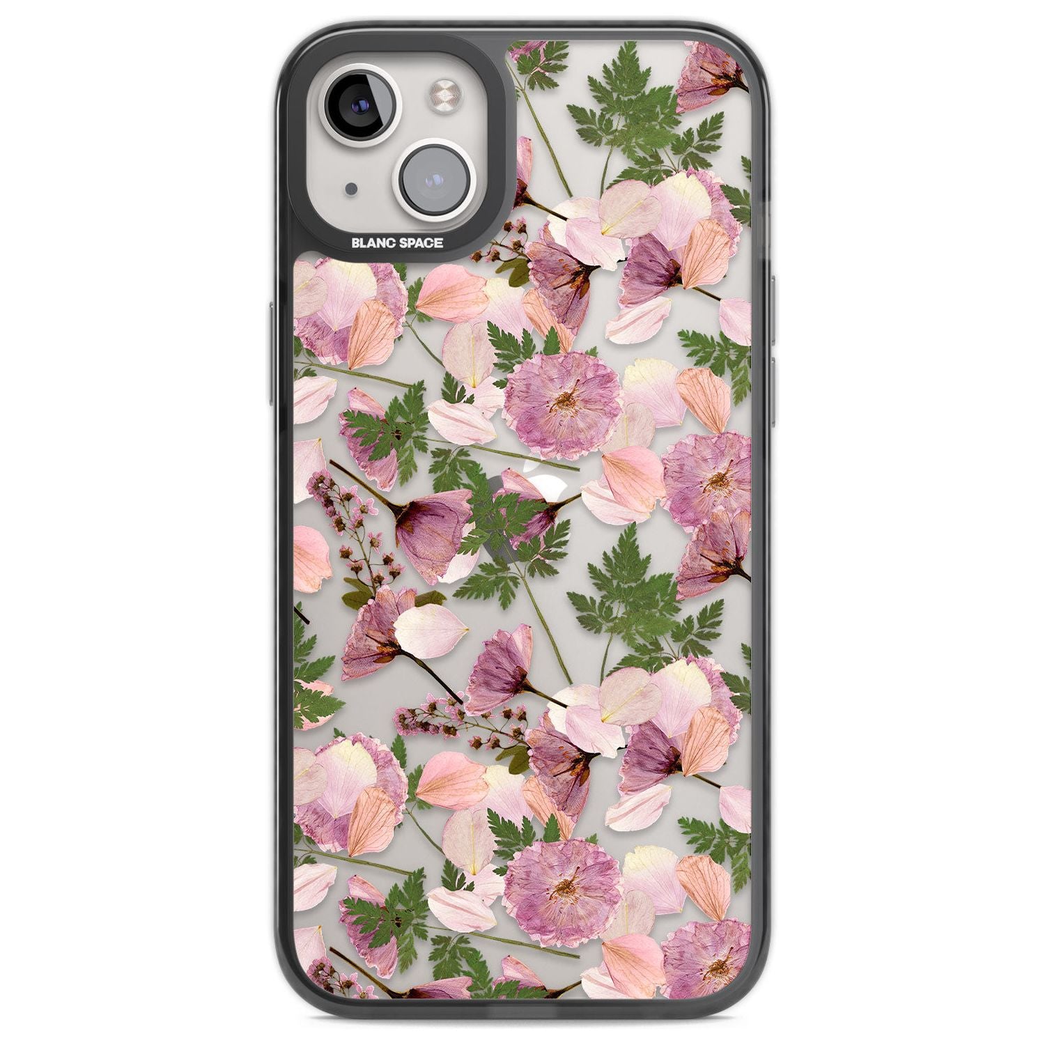 Leafy Floral Pattern Transparent Design Phone Case iPhone 14 Plus / Black Impact Case Blanc Space