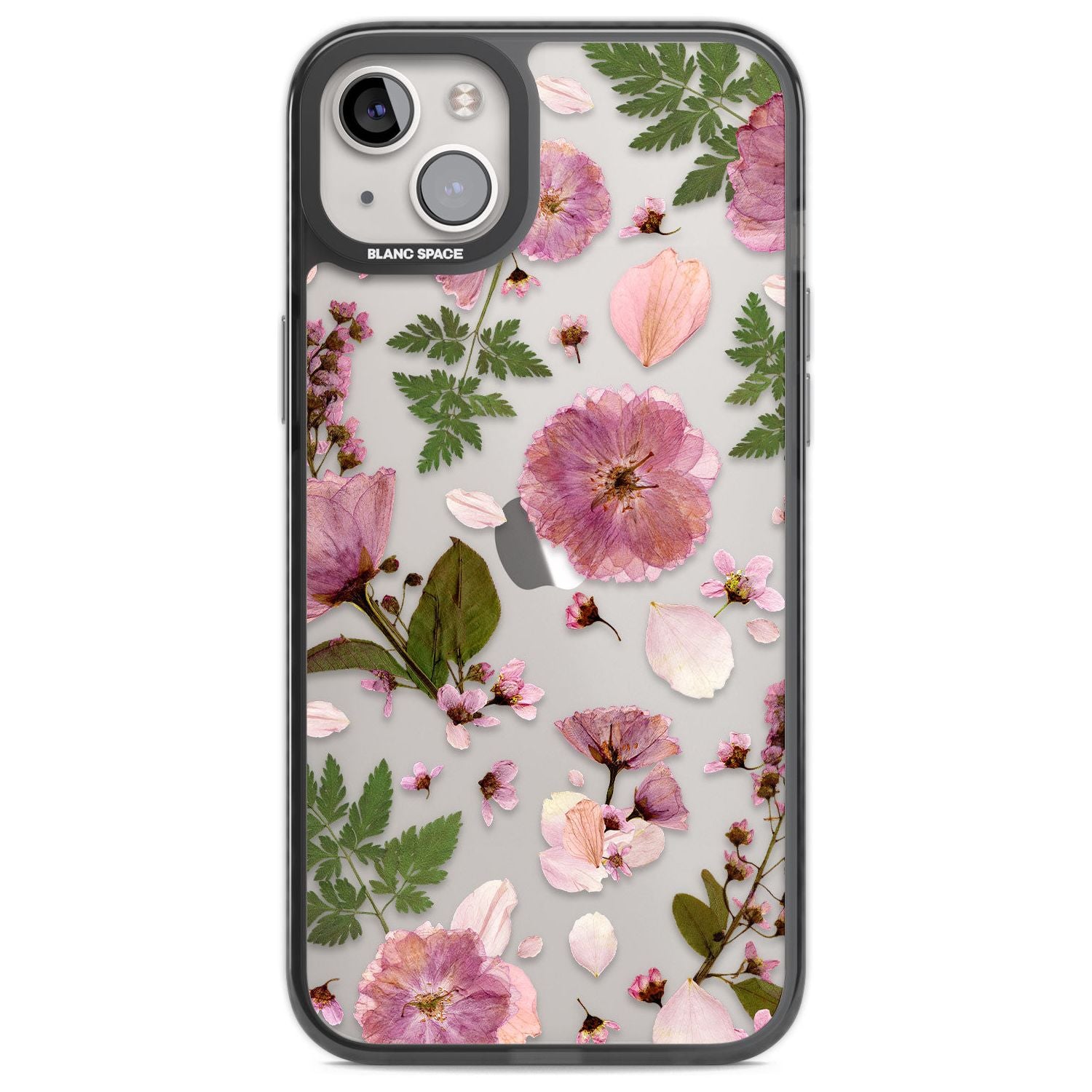 Natural Arrangement of Flowers & Leaves Design Phone Case iPhone 14 Plus / Black Impact Case Blanc Space