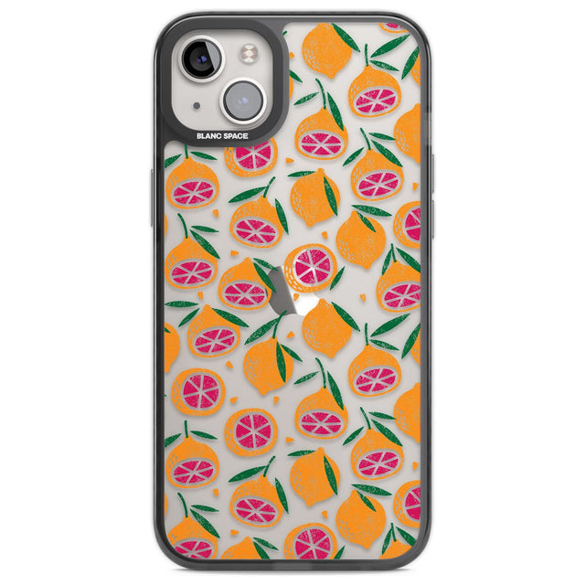 Blood Orange Fruit Pattern Transparent Phone Case iPhone 14 Plus / Black Impact Case Blanc Space