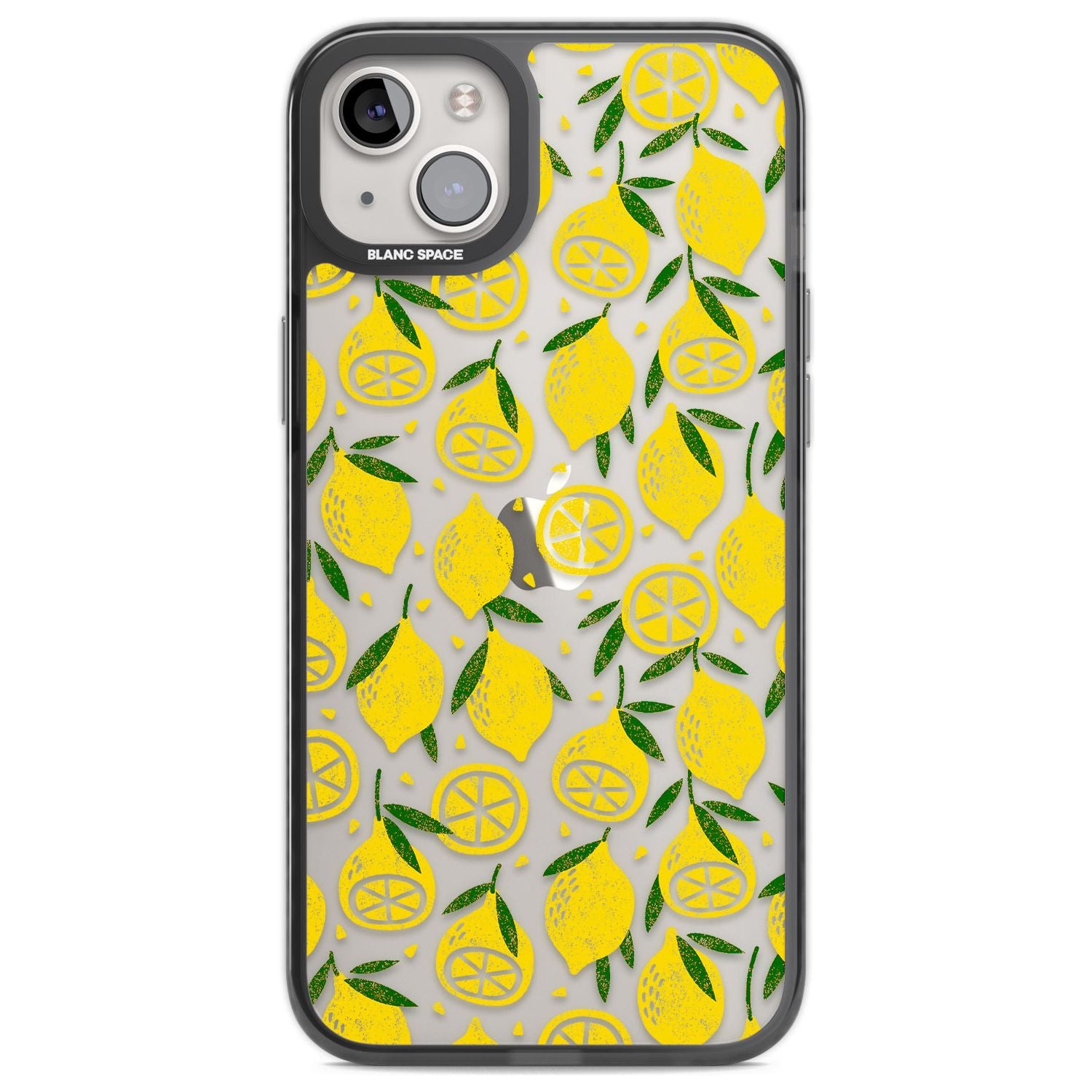 Bright Lemon Fruity Pattern Phone Case iPhone 14 Plus / Black Impact Case Blanc Space