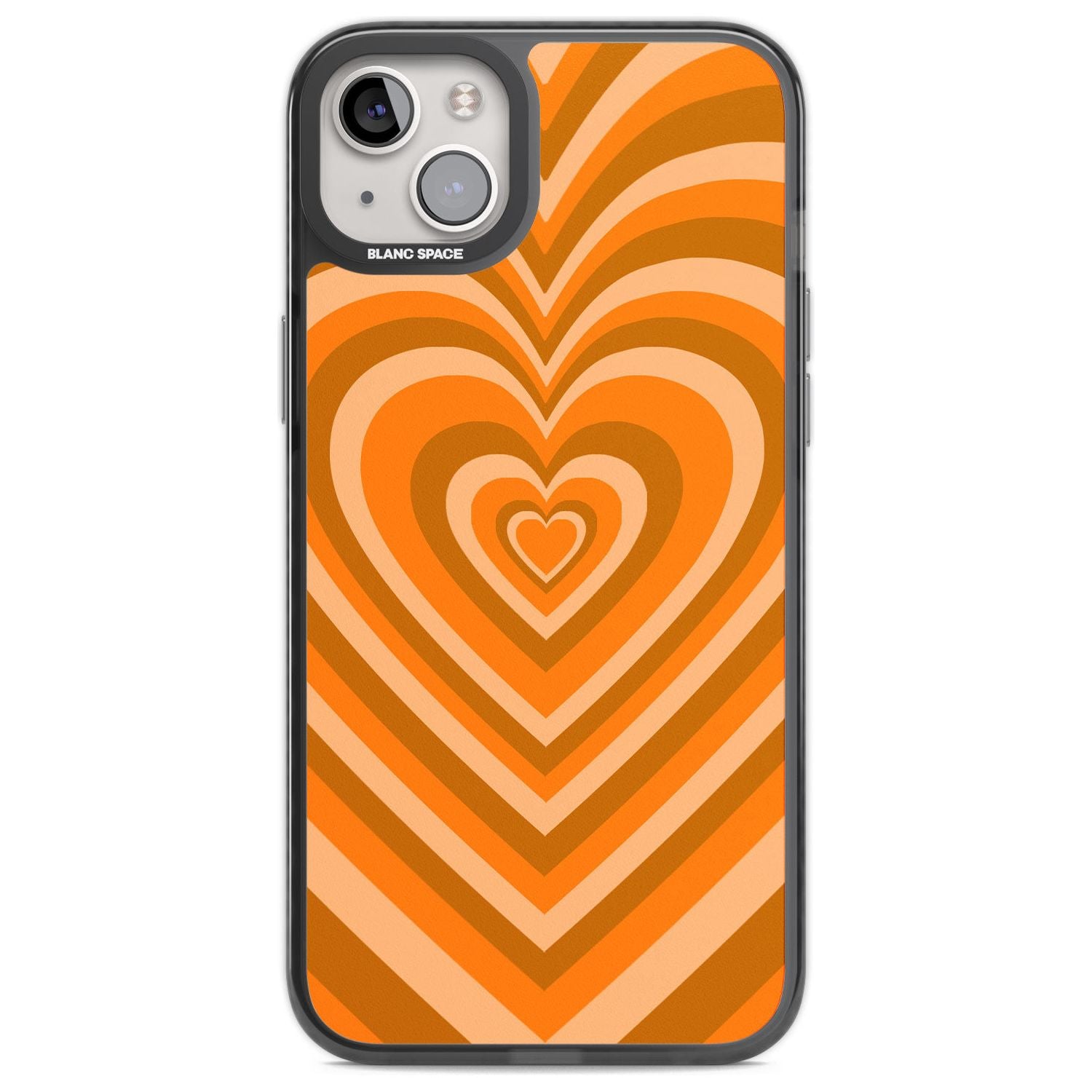Orange Heart Illusion Phone Case iPhone 14 Plus / Black Impact Case Blanc Space