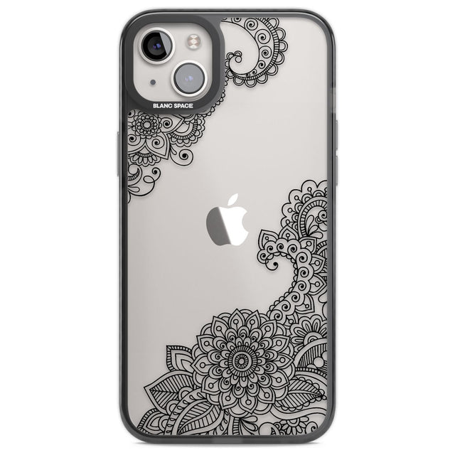 Black Henna Botanicals Phone Case iPhone 14 Plus / Black Impact Case Blanc Space