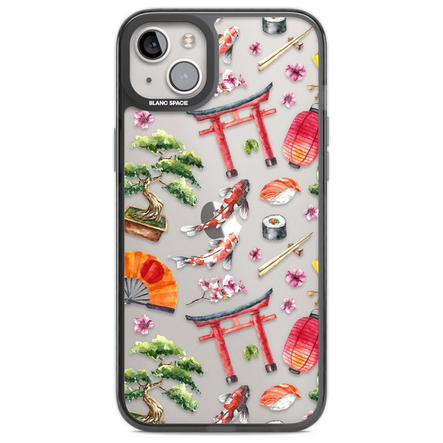 Mixed Japanese Watercolour Pattern Phone Case iPhone 14 Plus / Black Impact Case Blanc Space