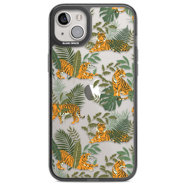 ClearTiger & Fern Jungle Cat Pattern Phone Case iPhone 14 Plus / Black Impact Case Blanc Space