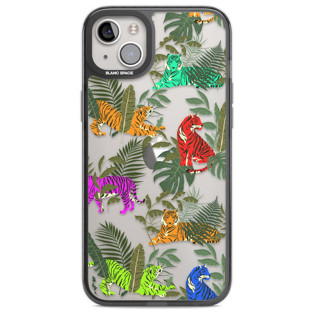 Colourful Tiger Jungle Cat Pattern Phone Case iPhone 14 Plus / Black Impact Case Blanc Space