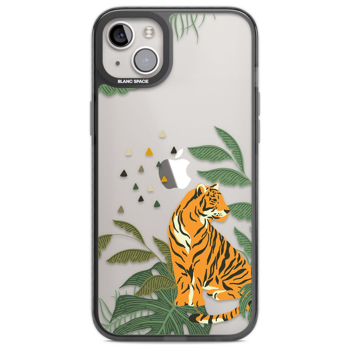 Large Tiger Clear Jungle Cat Pattern Phone Case iPhone 14 Plus / Black Impact Case Blanc Space