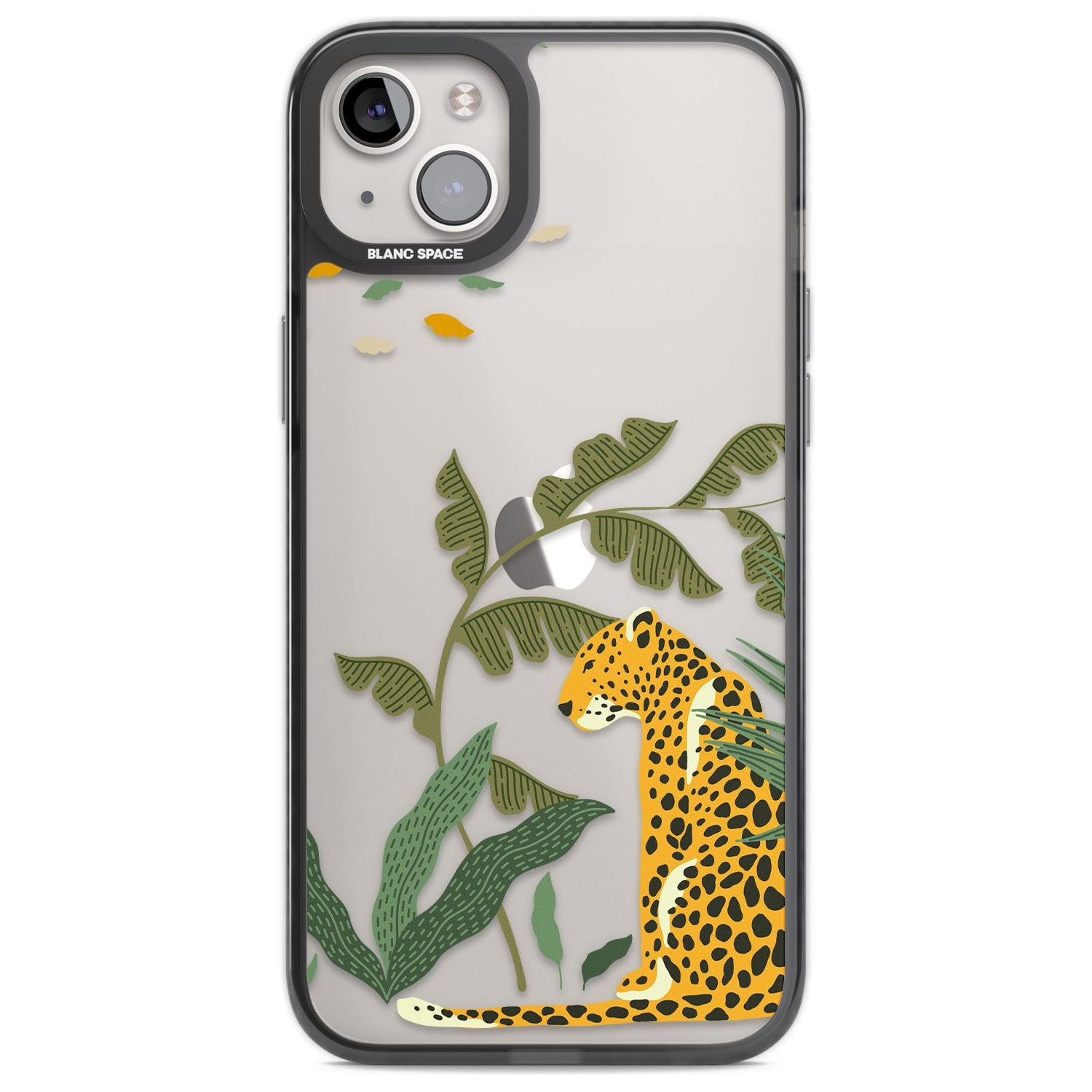 Large Jaguar Clear Jungle Cat Pattern Phone Case iPhone 14 Plus / Black Impact Case Blanc Space