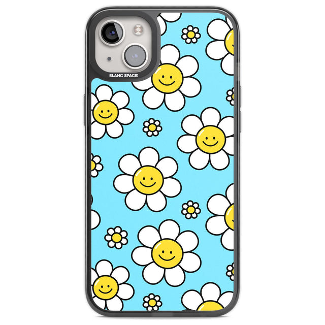 Daisy Faces Kawaii Pattern Phone Case iPhone 14 Plus / Black Impact Case Blanc Space