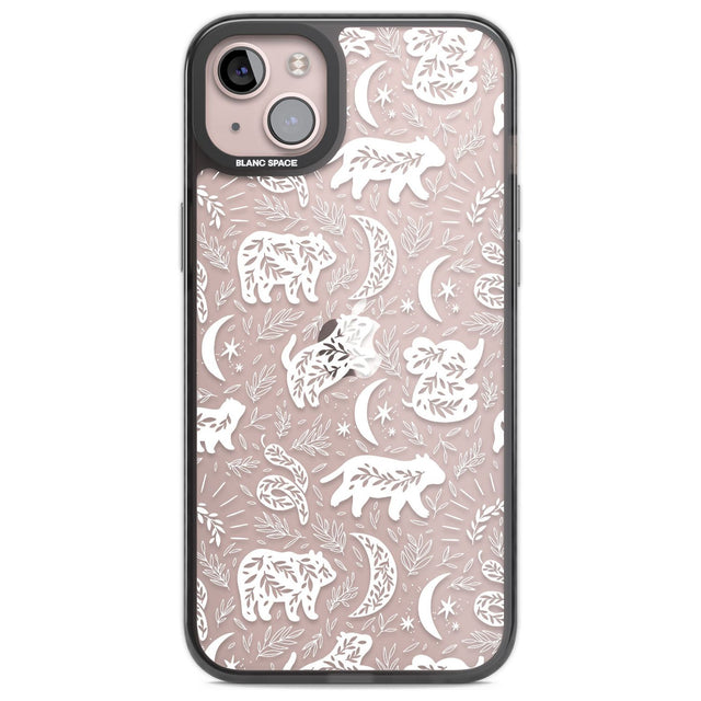 Forest Animal Silhouettes: White/Clear Phone Case iPhone 14 Plus / Black Impact Case Blanc Space