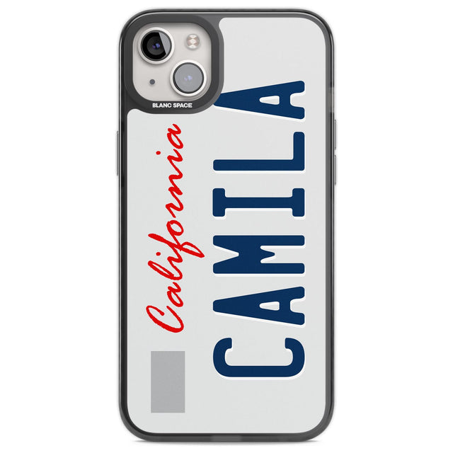 California License Plate Custom Phone Case iPhone 14 Plus / Black Impact Case Blanc Space