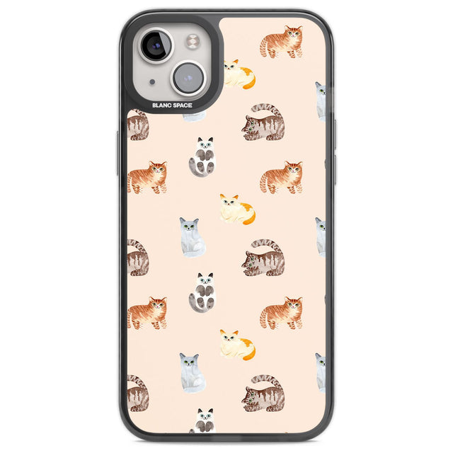 Cute Cat Pattern Phone Case iPhone 14 Plus / Black Impact Case Blanc Space