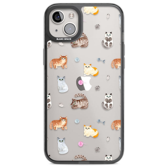 Cats with Toys - Clear Phone Case iPhone 14 Plus / Black Impact Case Blanc Space