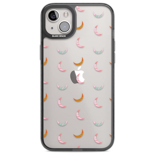 Colourful Crescent Moons Phone Case iPhone 14 Plus / Black Impact Case Blanc Space