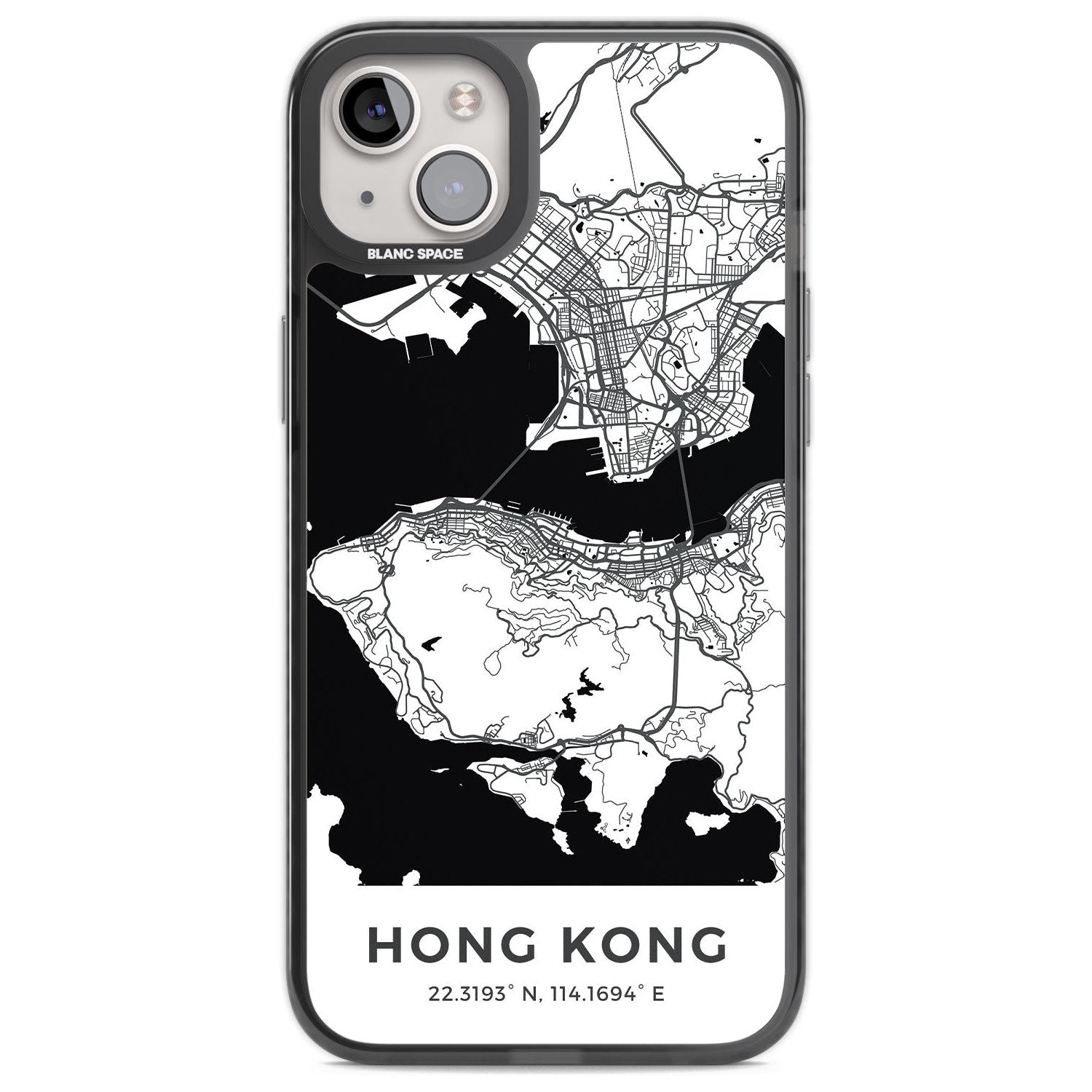 Map of Hong Kong Phone Case iPhone 14 Plus / Black Impact Case Blanc Space