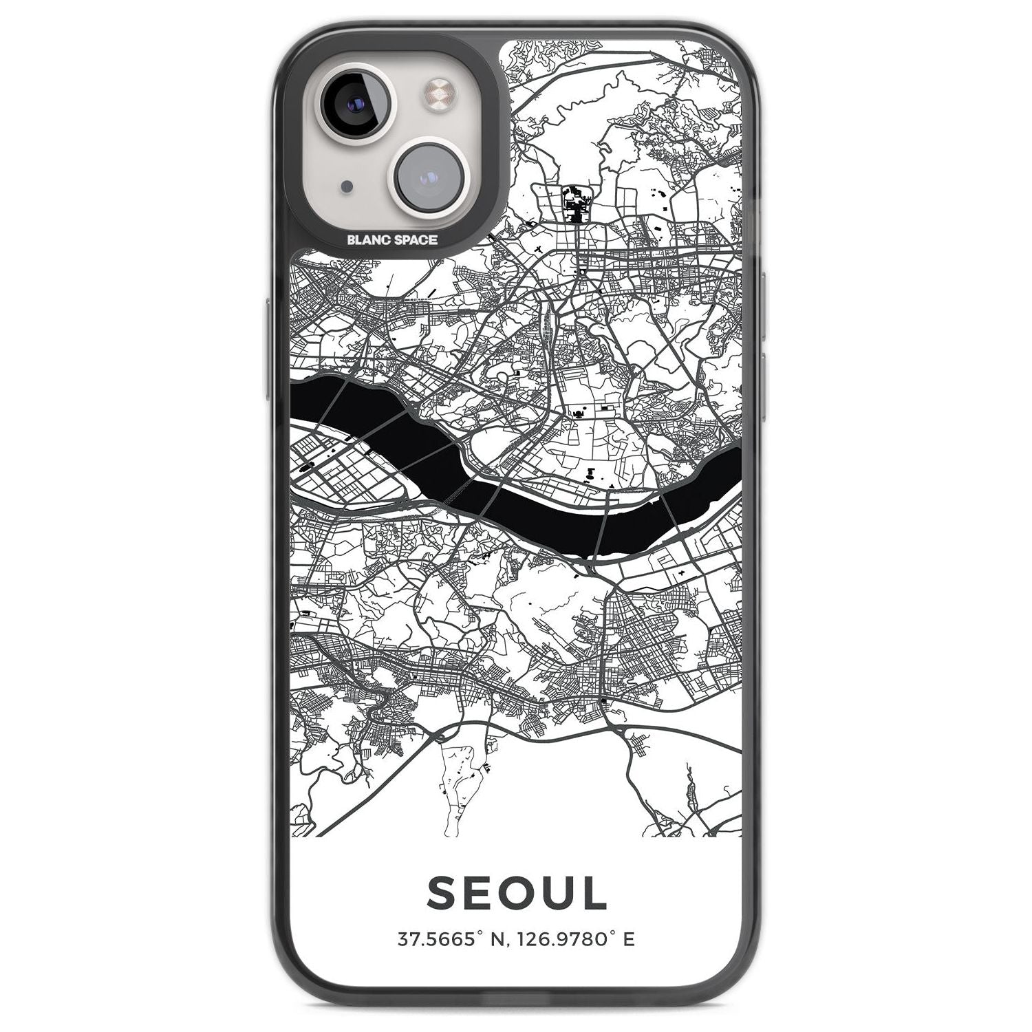 Map of Seoul, South Korea Phone Case iPhone 14 Plus / Black Impact Case Blanc Space