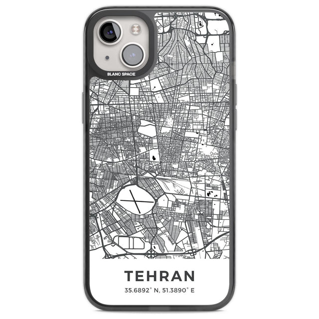 Map of Tehran, Iran Phone Case iPhone 14 Plus / Black Impact Case Blanc Space