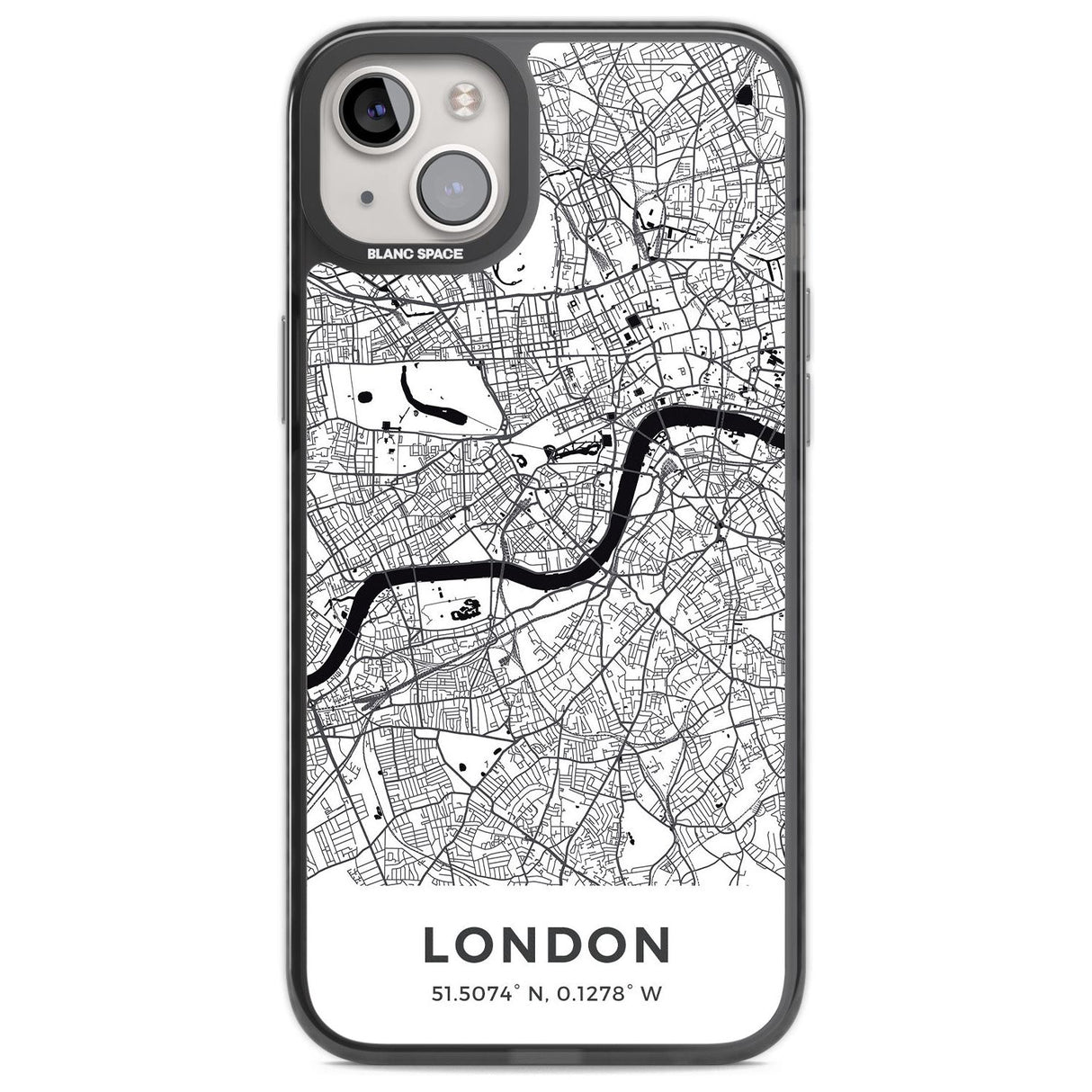 Map of London, England Phone Case iPhone 14 Plus / Black Impact Case Blanc Space