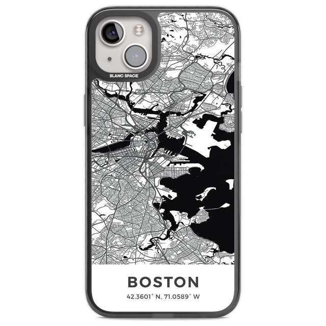 Map of Boston, Massachusetts Phone Case iPhone 14 Plus / Black Impact Case Blanc Space