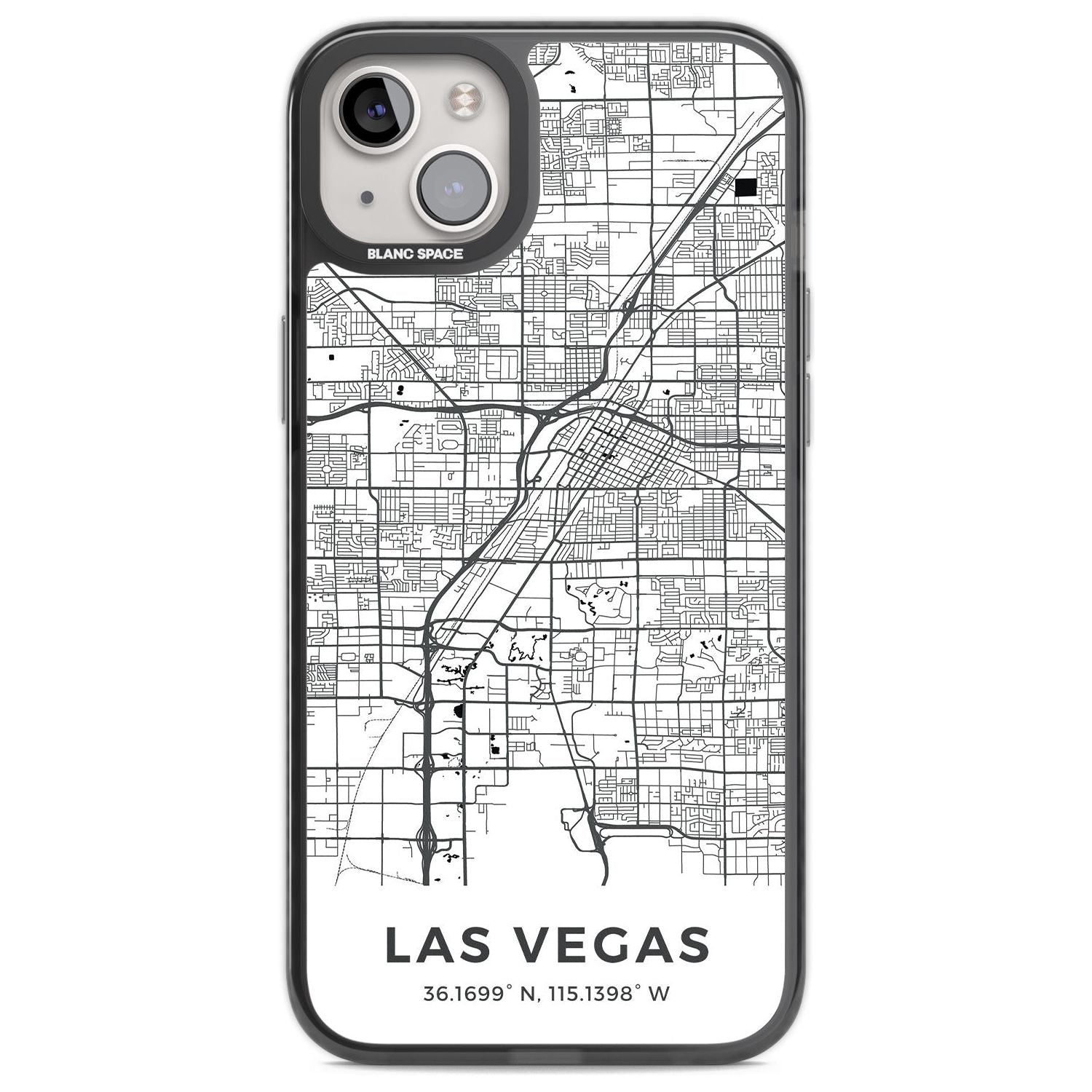 Map of Las Vegas, Nevada Phone Case iPhone 14 Plus / Black Impact Case Blanc Space
